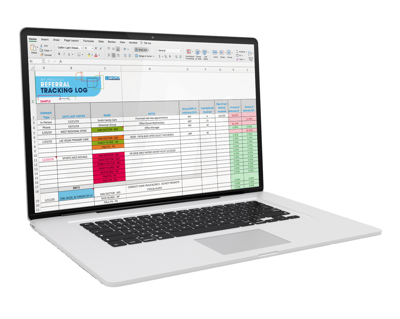 Excel Referral Log Laptop Image